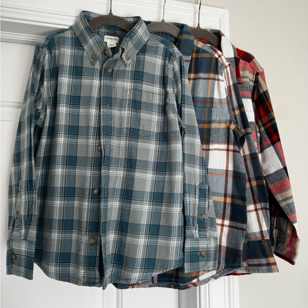 J.Crew BUNDLE boys flannels & plaid dress shirt size 6-7 like new - fall winter